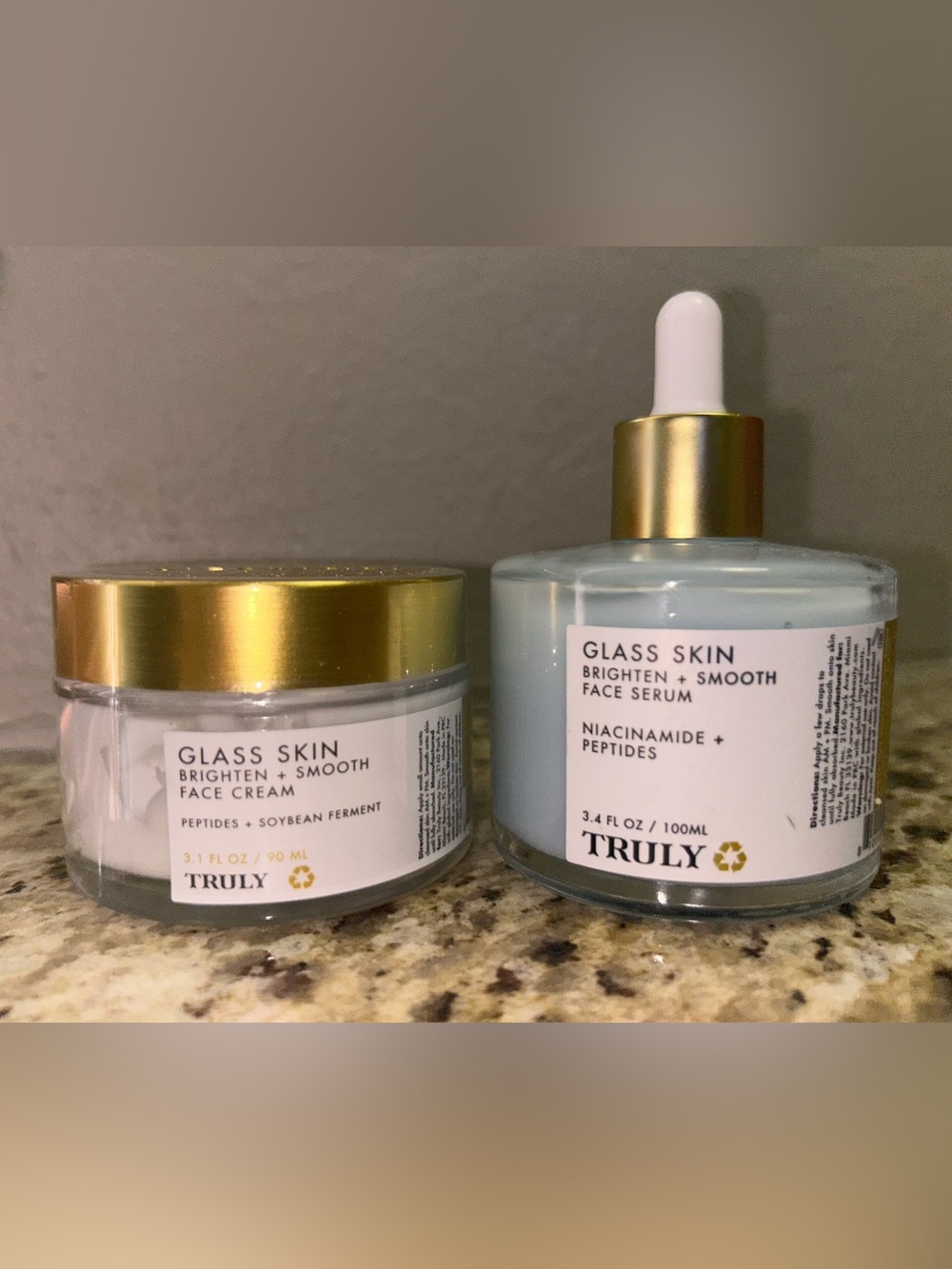 TRULY Glass Skin Bundle - Brighten + Smooth Face Serum & Face Cream - NEW